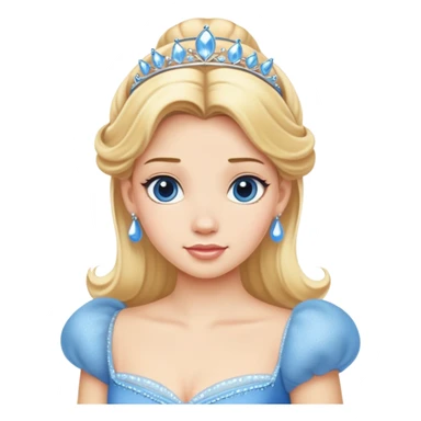 ultra simplified Cinderella, blue dress, blonde hair, very minimal details, slightly zoomed out to show more of dress sticker