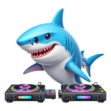 Shark dj with turn tables  sticker