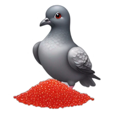 pidgeon with red caviar in hand sticker