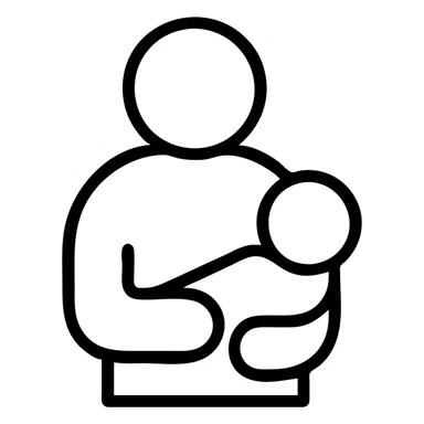 outlined icon of an old person holding a child in their arms sticker
