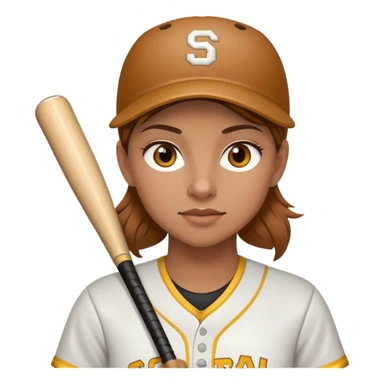 female softball player with light brown hair and hazel eyes sticker
