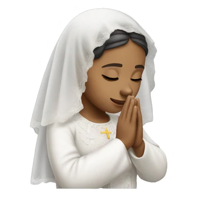 Light skin girl praying with eyes closed and lace white veil  sticker
