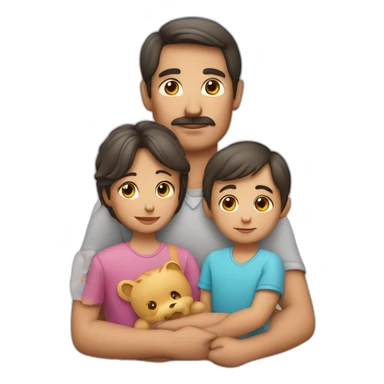 Una familia de un padre, una madre y dos niños sticker