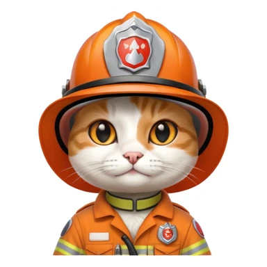 Cat firefighter, uniform including helmet of uniform sticker