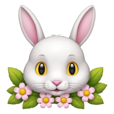 a cute white short haired rabbit head with a yellow flower on its ears sticker
