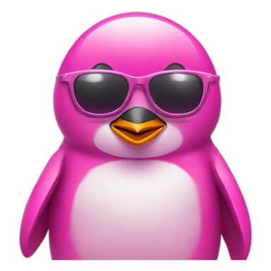 Pink colour penguin smiling with sunglasses  sticker