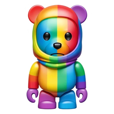 bearbrick toy wearing a rainbow colorful balaclava mask sticker