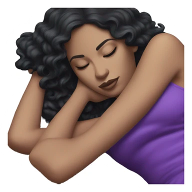 a black hair white girl laying back on stone with purple dress sticker