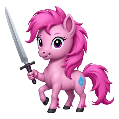 pony with evil smile holding sharp knife sticker