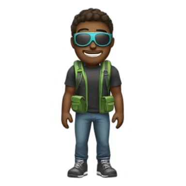 cool guy with mask and backpack sticker