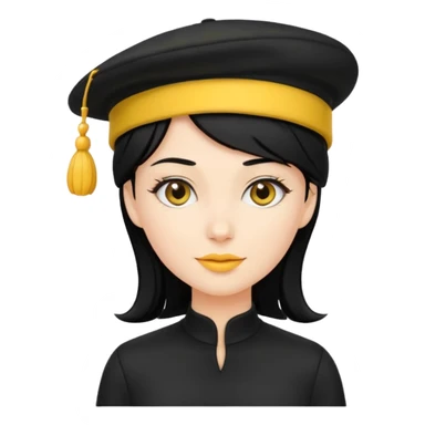 black haired women with black outfit and yellow hat sticker