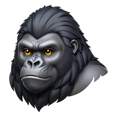 Cinematic Noble mountain Gorilla Portrait Emoji, Poised and majestic, with a powerful, muscular frame accentuated by a distinguished black and grey mane and piercing, wise eyes, Simplified yet sharp and sophisticated features, highly detailed, glowing with a soft, regal jungle glow, high shine, intelligent and commanding, stylized with an air of imperial strength, focused and resolute, soft glowing outline, capturing the essence of a watchful guardian that feels as though it could step out of the screen with effortless authority! sticker
