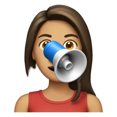 Brunette with bullhorn emoji sticker