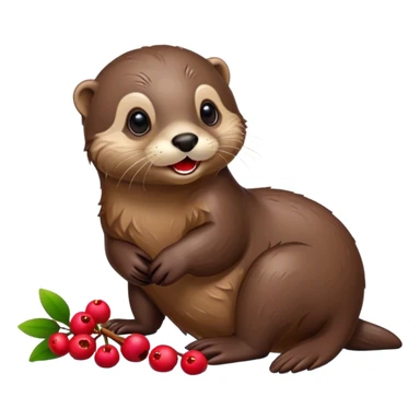 Otter with berries  sticker