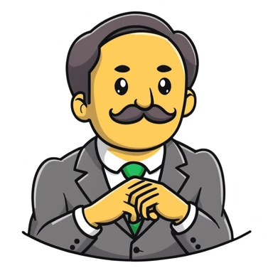 italian man Luigi Mangione with mustache wearing a large gold wedding band ring sticker