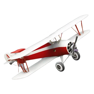 white vintage biplane with red leading edges sticker