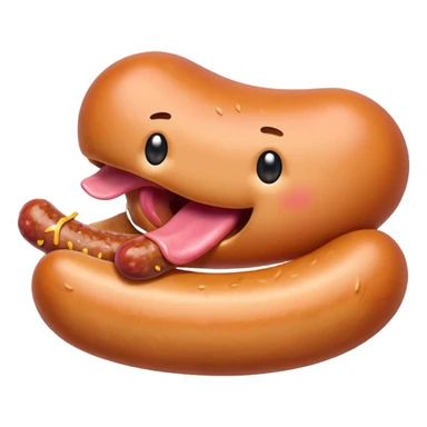 Mouth eating a sausage sticker