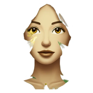  Hemp 420 lady face melting gold drizzle kintsugi palm leaves tropical made of 420 origami newspaper roses hemp leaves lantern fairy lights burning paper and hemp leaves in hair sticker