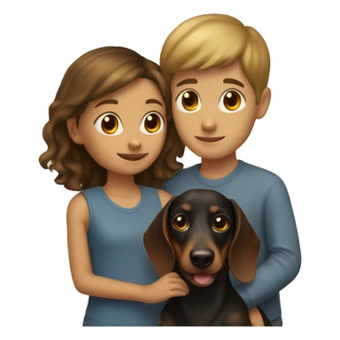 Girl and boy with dachshund sticker