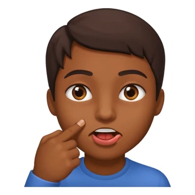 Eyes to the side while biting finger sticker