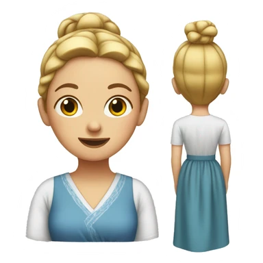 white woman with bun and housedress sticker