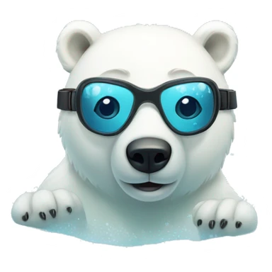 cute polar bear in water with goggles sticker