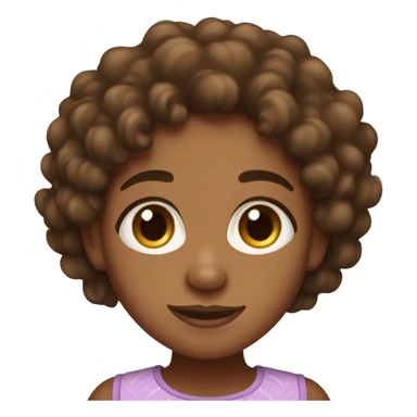 A brown skin girl with brown curly hair and hazel eyes wearing a cute top sticker
