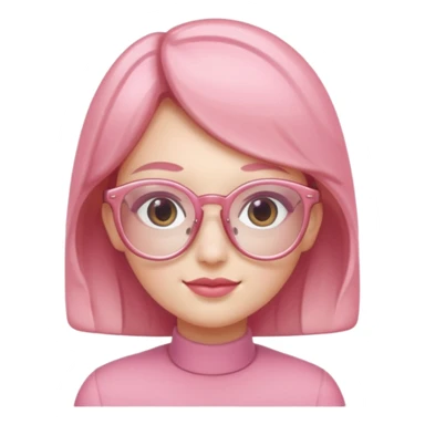 A 3D cartoon rose-pink spectacle with glossy curved frames and soft reflections, feminine Memoji-style rendering., negaive  characters sticker