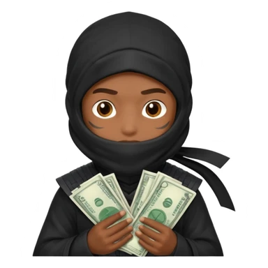 Niño ninja con dinero sticker