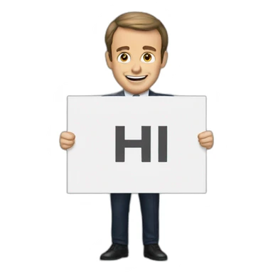 macron holding a sign saying hi sticker
