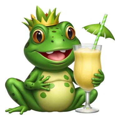 bufo frog green cartoon meme drinking a pina colada sticker