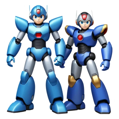 Megaman X, Zero, and Sigma as friendly robots standing together, video game characters sticker