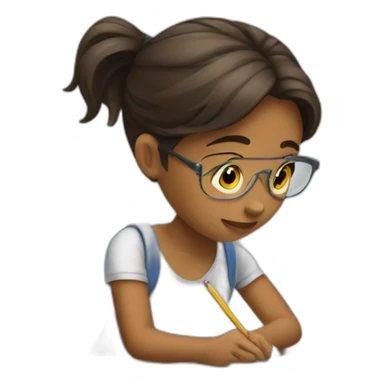 girl doing homework sticker