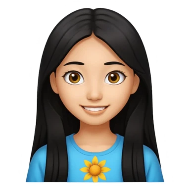 20 yr old asian woman hair  center part big eyes big smile tanned skin straight black hair hippie part hair  sticker