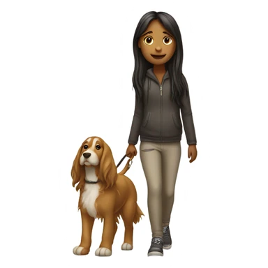 Girl with long hair walking big dog sticker