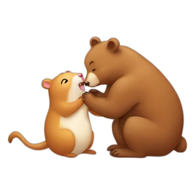 bear kissing hamster sticker