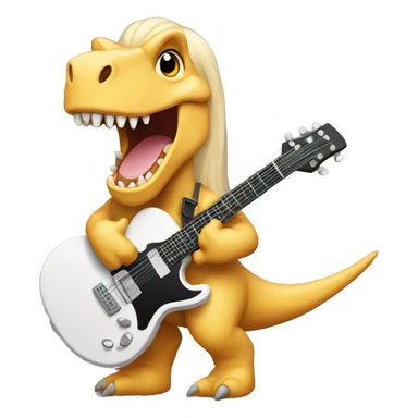 long blonde hair dinosaur playing guitar sticker