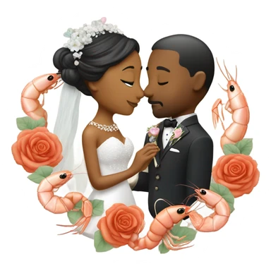 Two shrimp kissing at their wedding  sticker