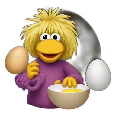 Fraggle with blond hair eating egg  sticker