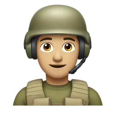 operator dressed in khaki color with a milatary helmet, without glasses, without headset, preferably male white sticker