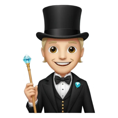 Man with top hat, cane and diamond front tooth sticker