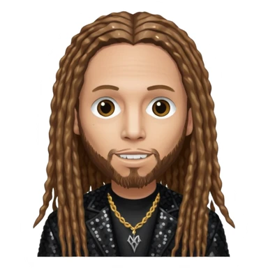 Brian Head Welch from Korn with long light brown hair, light skin, black sequin outfit sticker