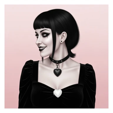 goth profile picture with a heart accent, cute, expressive, minimal, variation 4 sticker