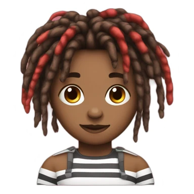 Cute brown skin with red and black striped colored dreads sticker