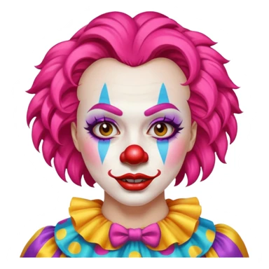 Woman in embarrassing clown makeup sticker