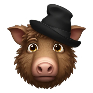 Sad brown boar with black winter hat sticker