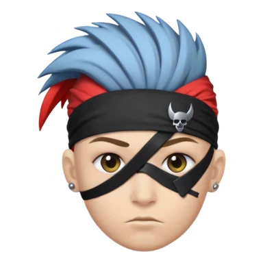 extreme mohawk person face headband eye patch sticker