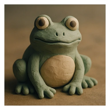 claymation frog with visible fingerprints and pastel colors sticker