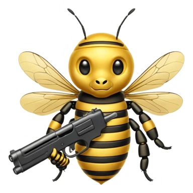 bee emoji with gun sticker