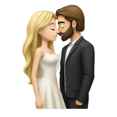 Brunette guy with beard kissing blond girl with long hair sticker